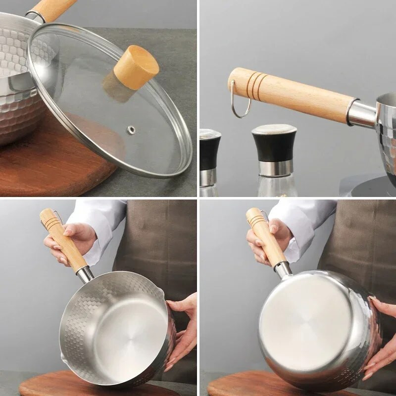 Japanski snježni lonac od nehrđajućeg čelika Lonac za kućanstvo s neprijanjajućim premazom za kuhanje instant rezanaca s izljevom Lonac za mlijeko