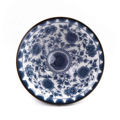 1 tk käsitsi maalitud koonustass Käsitsi valmistatud sinisest ja valgest portselanist teetassiga reisikeraamiline teekauss, kestendusevastane meditatsioonitassi teekomplekt