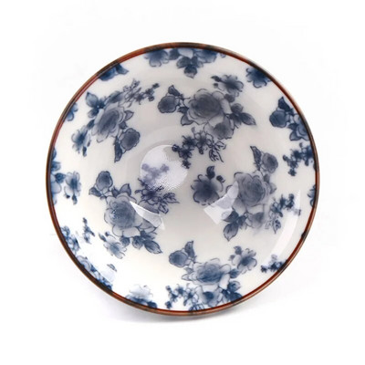 1 tk käsitsi maalitud koonustass Käsitsi valmistatud sinisest ja valgest portselanist teetassiga reisikeraamiline teekauss, kestendusevastane meditatsioonitassi teekomplekt