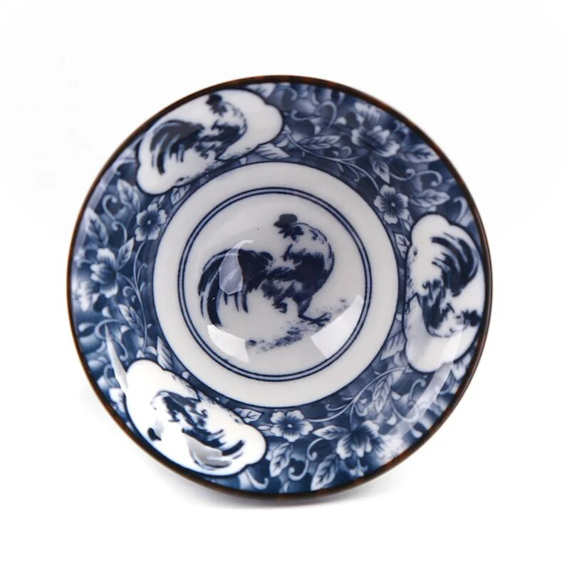 1 tk käsitsi maalitud koonustass Käsitsi valmistatud sinisest ja valgest portselanist teetassiga reisikeraamiline teekauss, kestendusevastane meditatsioonitassi teekomplekt