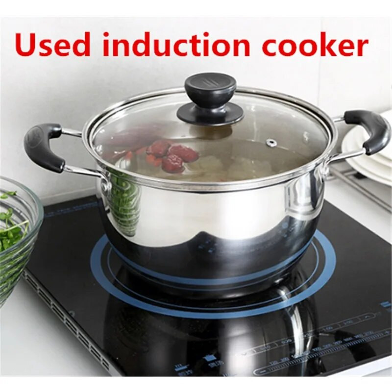 Lonac od nehrđajućeg čelika s duplim dnom Lonac za juhu Nemagnetski višenamjenski posuđe za kuhanje Neljepljiva posuda Indukcijsko kuhalo Rabljeni lonac