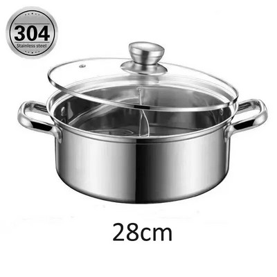 Vreli lonac s poklopcem 304 deblje posude za kuhanje od nehrđajućeg čelika za kuhinju Indukcijsko kuhalo sa staklenim poklopcem Kinesko posuđe za fondue