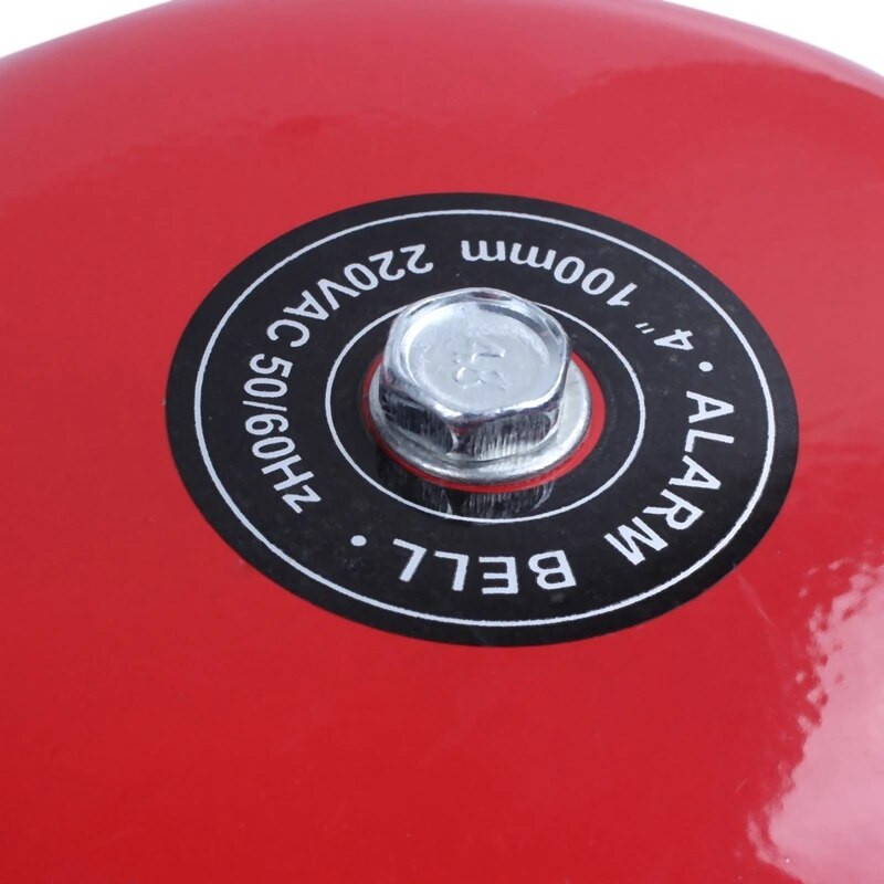 HOT-AC 220V 100 mm 4 инча Dia Училищна пожароизвестителна аларма с кръгла форма Електрически звънец Червен