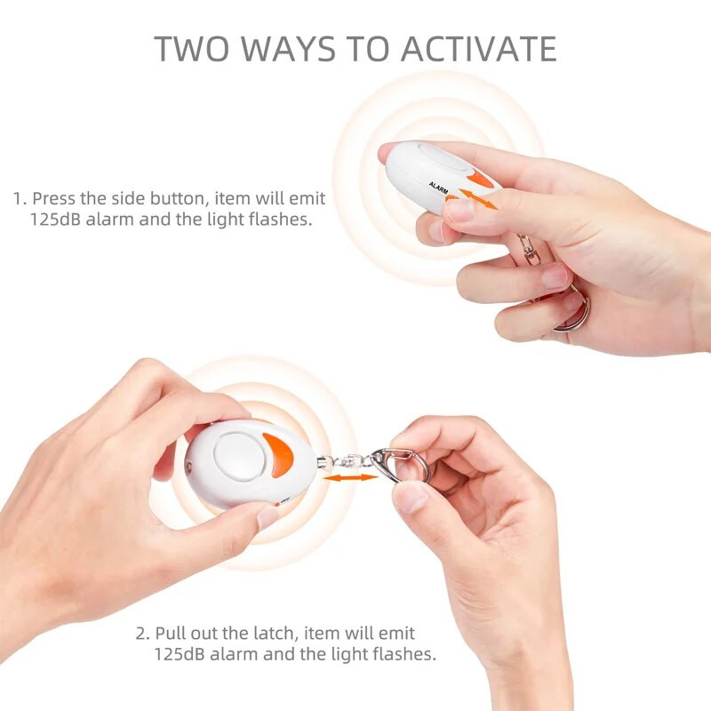 LED žibintuvėlis Apsaugos nuo vagystės prietaisas lauke Asmeninis saugos raktų grandinė Pagyvenusių žmonių ir vaikų signalizacija Dviejų krypčių jungiklio valdymo signalizacija