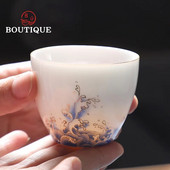 70 ml „Auspicious Wave Guanhai Ceramics“ arbatos puodelio kontūrai, balto porceliano spalvos, buitinis „Kung Fu“ arbatos rinkinys arbatos ceremonijos gėrimams
