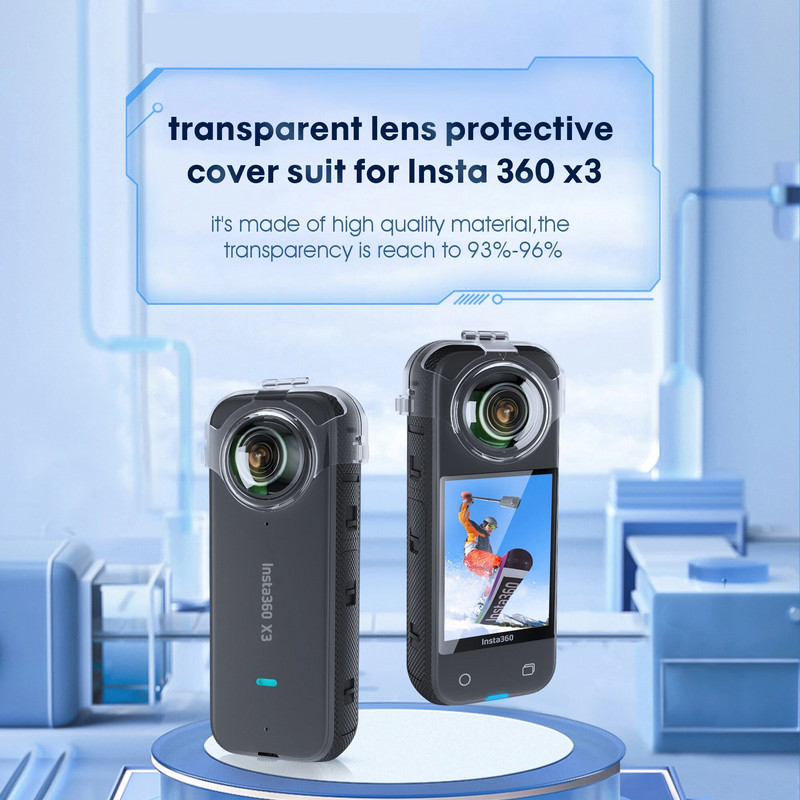 Insta 360 X3 permatomų objektyvo apsauginių apsauginių elementų apsaugai nuo vandeniui atsparaus veidrodinio lęšio apsaugos, skirto 360 X3 fotoaparato apsaugos priedams