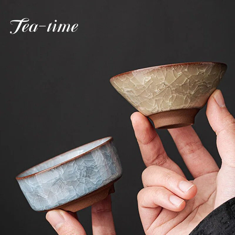 Boutique Longquan Black Ice Celadon Master Cup Handmade Ice Cracked Ceramic Teaset Teaset Chazhan Ceaș mare Sake pentru ceai