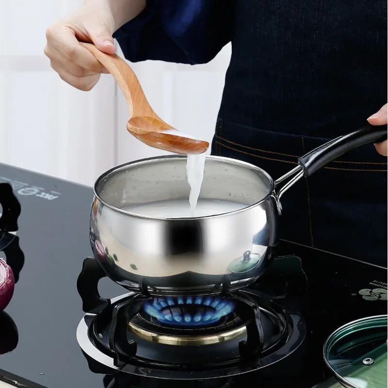 Nerūdijančio plieno pieno puodas Nelipnus sriubos puodai Keptuvės Virtuvė Wok Tinka indukcinei viryklei dujinė 14/18/22 cm
