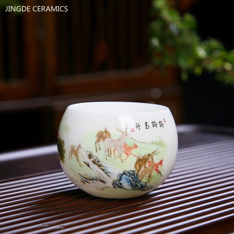 1kom ovčetina Fat Bijela porculanska šalica za čaj Visokokvalitetna kineska keramička šalica za čaj Izuzetan prijenosni pribor za čajnik