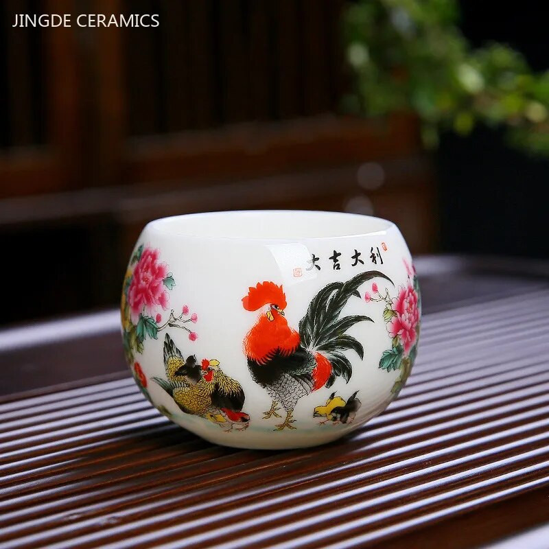 1kom ovčetina Fat Bijela porculanska šalica za čaj Visokokvalitetna kineska keramička šalica za čaj Izuzetan prijenosni pribor za čajnik