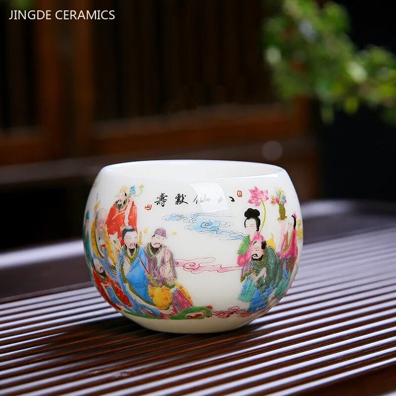 1kom ovčetina Fat Bijela porculanska šalica za čaj Visokokvalitetna kineska keramička šalica za čaj Izuzetan prijenosni pribor za čajnik