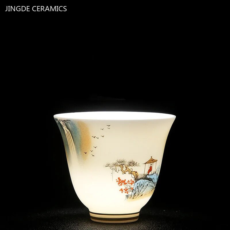 1kom ovčetina Fat Bijela porculanska šalica za čaj Visokokvalitetna kineska keramička šalica za čaj Izuzetan prijenosni pribor za čajnik