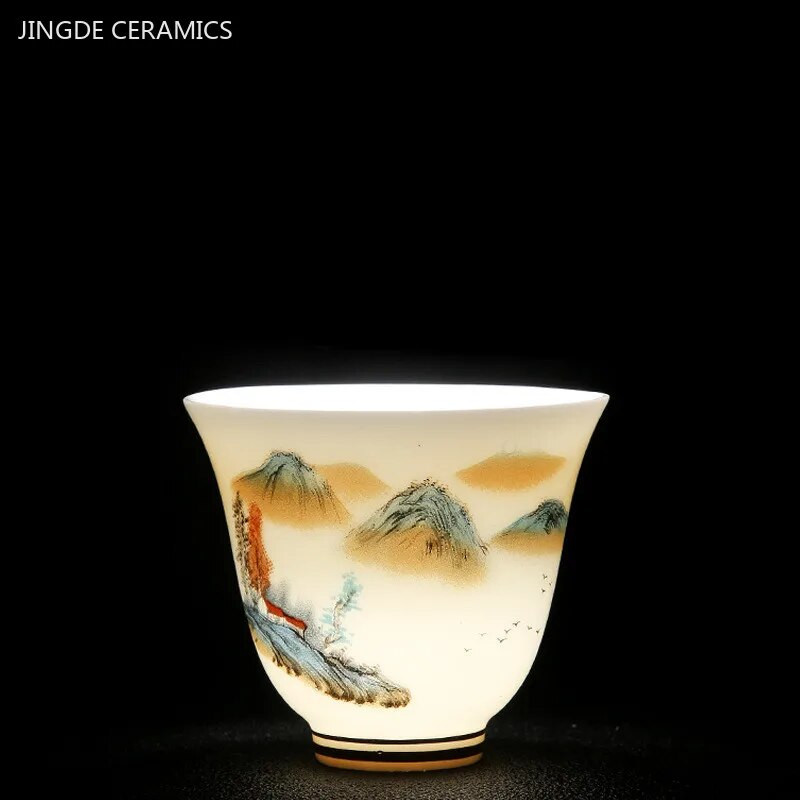 1kom ovčetina Fat Bijela porculanska šalica za čaj Visokokvalitetna kineska keramička šalica za čaj Izuzetan prijenosni pribor za čajnik