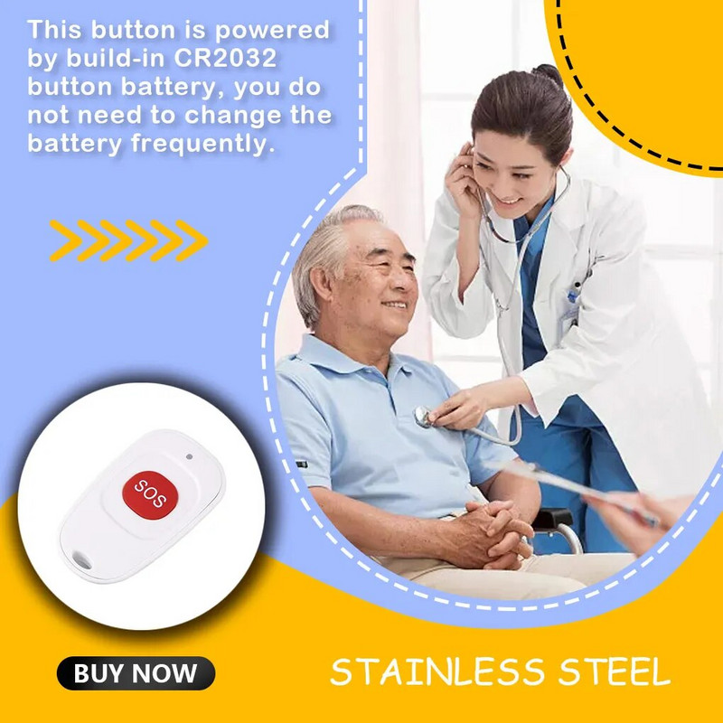 Mini avārijas poga bezvadu plastmasas durvju zvana zvana signalizācija āra elektroniska ar baterijām darbināma presēšanas piederums