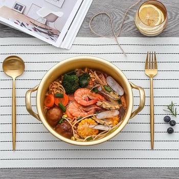 Instant Noodle Pot Korean Ramen Noodles Pot Κίτρινο Αλουμινένιο δοχείο σούπας με οξειδωμένη επίστρωση Γρήγορη θέρμανση ψύξη για κουζίνα