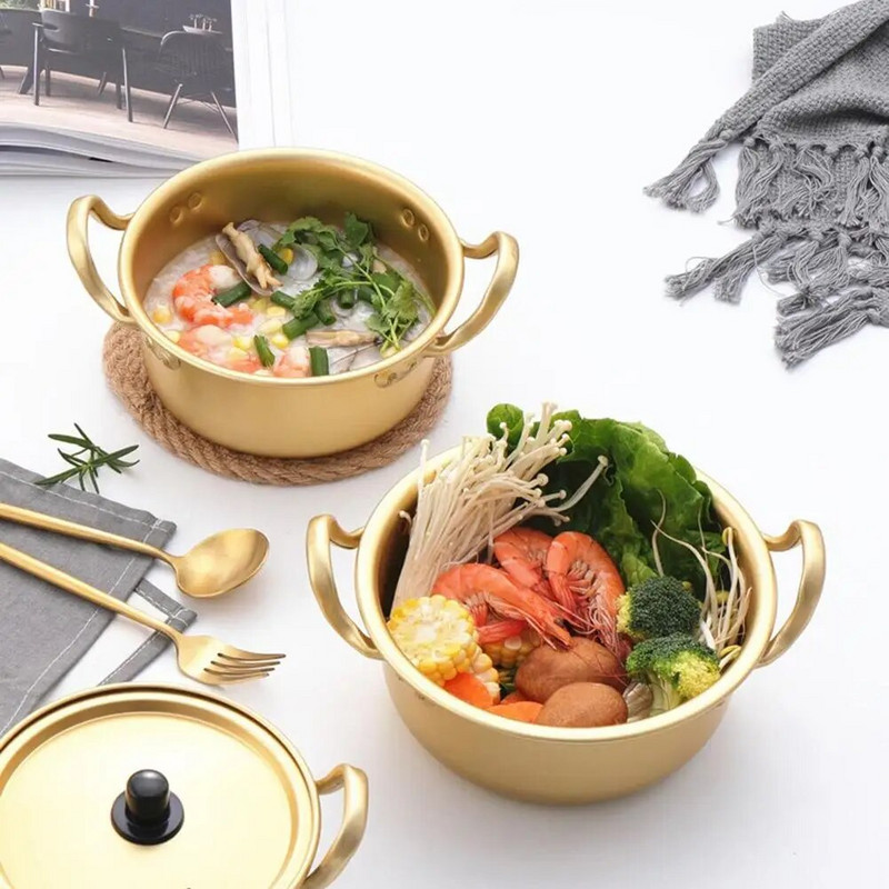 Lonac za instant rezance Korejski ramen rezanci Lonac Žuti aluminijski lonac za juhu s oksidiranim premazom Brzo zagrijavanje Hlađenje za kuhinju