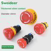 Comutator de oprire de urgență din plastic de 16 mm Buton de blocare cu autoblocare Întrerupător cu cap ciupercă roșie pentru blocarea liftului de ridicare a echipamentelor