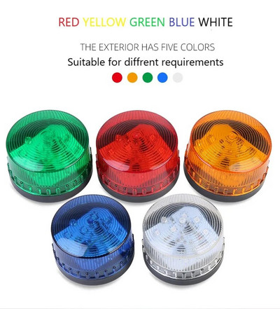 Punane vilkuv sireen siseruumides, välitingimustes, juhtmega alarmi välklamp DC 12V 24V AC 220V heli ja hääletu