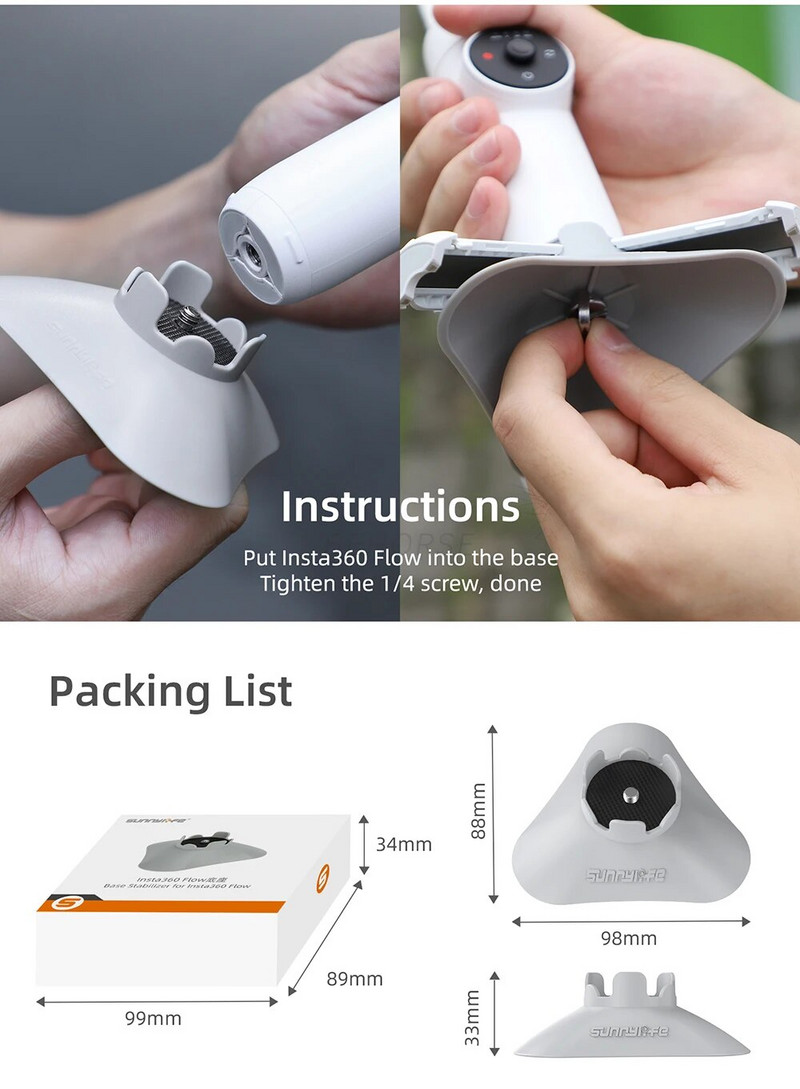Hordozható stabilizátor-támasztó talp Insta360 Flow Base mobiltelefon-tartóhoz, megerősített állványos fényképezőgép-tartozékok