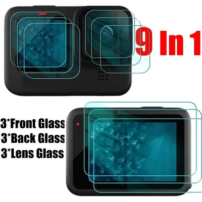 Ultra-HD rūdīts stikls priekš GoPro Hero 12 melns ekrāna aizsargs Pretskrāpējumu plēve priekš GoPro 12 11 10 9 kameru objektīva aizsargs