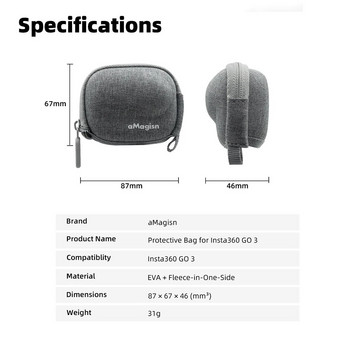 Чанта за съхранение за Insta360 GO 3 Чанта за тяло Защитна ръчна чанта Калъф за носене Кутия Самостоятелен пакет за тяло Аксесоари за камера