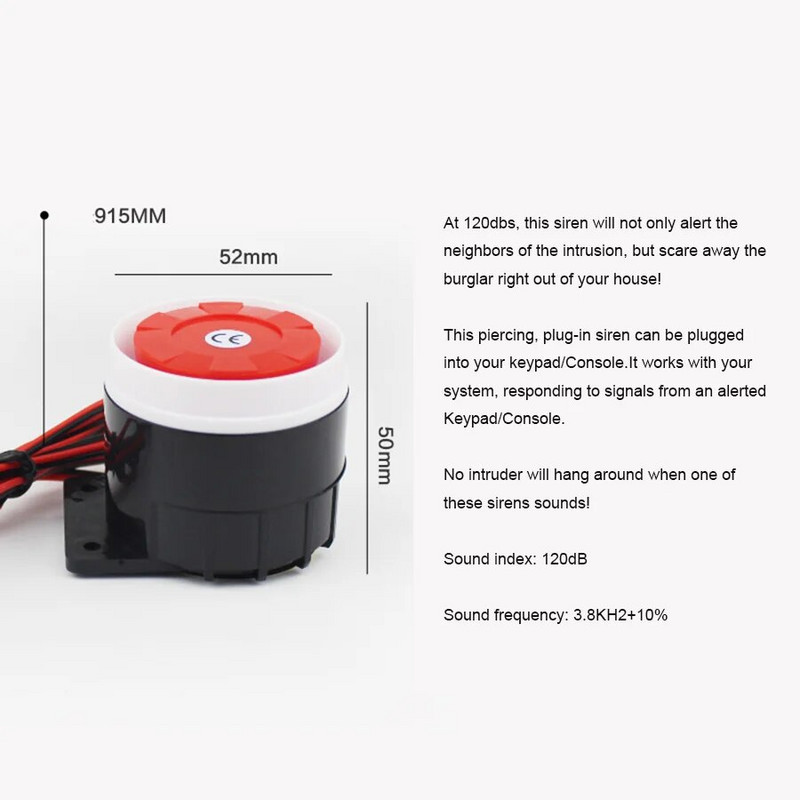 Sgooway 5v 12V juhtmega sireen 10 tükki 120 db häiresüsteemi jaoks Tasuta kohaletoimetamine