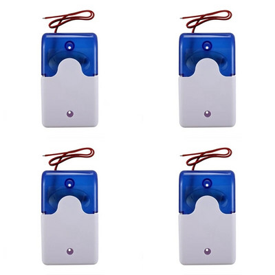 4X Mini ενσύρματη προειδοποιητική σειρήνα DC12V Ηχητικός συναγερμός που αναβοσβήνει Φως Ήχος Σειρήνη Κόρνα Σύστημα Συναγερμού Ασφαλείας 115Db