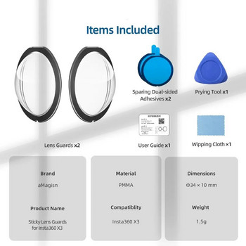 Για Insta360 X3/X2 Sticky Lens Guards Dual-Lens 360 Mod For Insta 360 X3/X2 Protector Αξεσουάρ Αντιχαρακτικό Καπάκι φακού