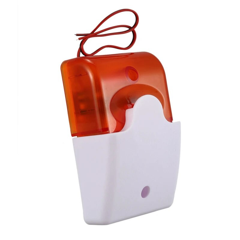 6X mini laidinė stroboskopinė įspėjamoji sirena Patvari DC 12V garso signalizacija mirksi šviesos garsas 115Db oranžinė sirena