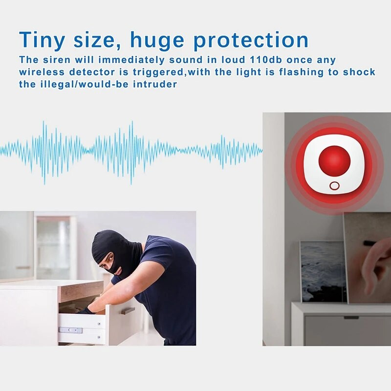 Sirene de alarmă fără fir Sunet și lumină de securitate Gazdă de alarmă 110DB Gazdă pentru sisteme de alarmă de securitate la domiciliu (priză UE)