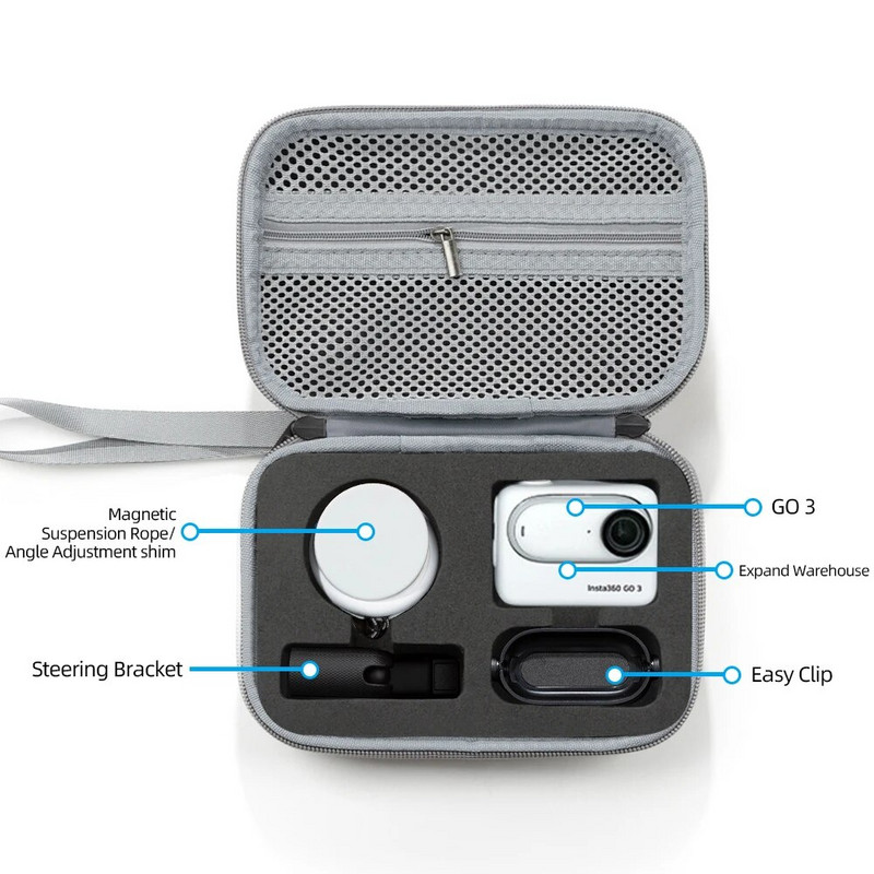 Skirta „Insta 360 GO 3“ laikymo krepšiui, nešiojamam dėklui, rankinei Kelioninio veiksmo fotoaparato apsauginės dėžutės kameros priedai