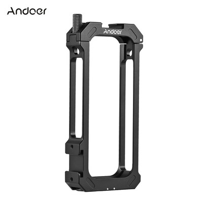 Andoer Sports Camera Video Cage Алуминиева сплав Двойни студени стойки за обувки Метална защитна рамка Camera Cage Vlog за Insta360 X3