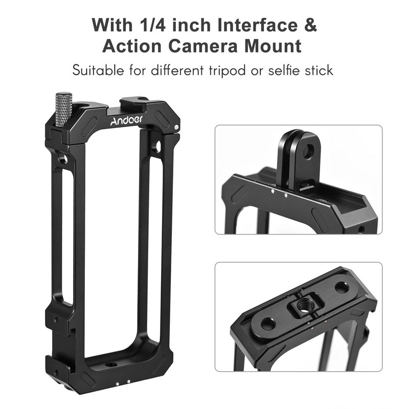 „Andoer“ sportinės kameros vaizdo narvelis, aliuminio lydinys, dvigubas šaltas batų laikiklis, metalinis apsauginis rėmelis, kameros narvas, skirtas Insta360 X3