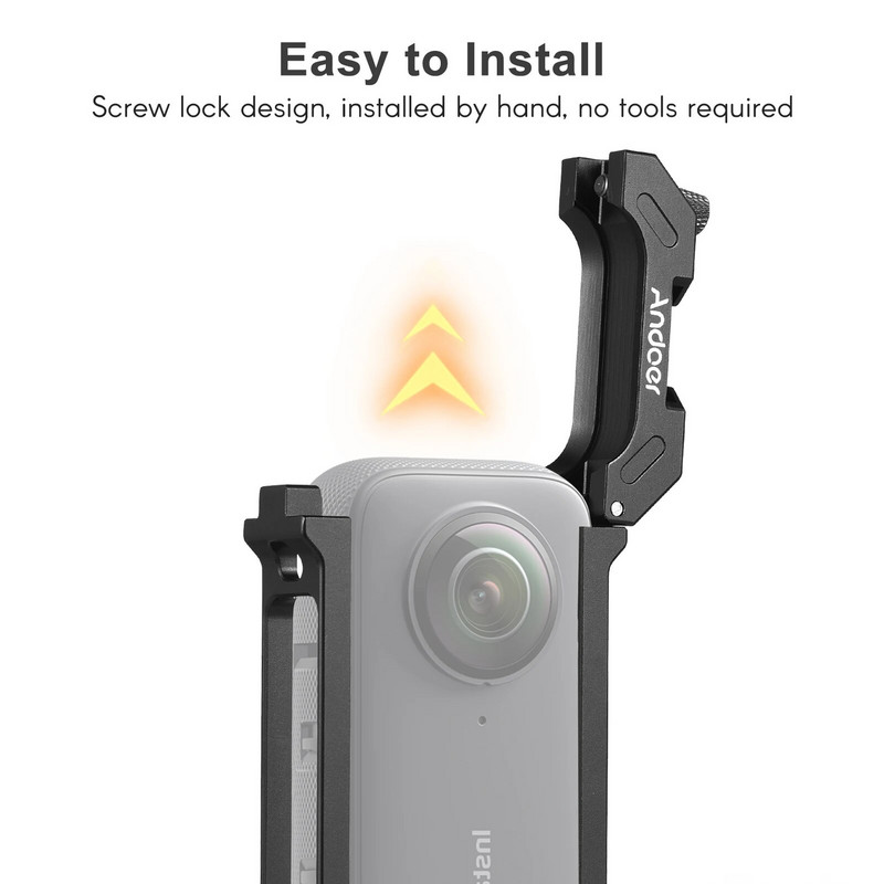 „Andoer“ sportinės kameros vaizdo narvelis, aliuminio lydinys, dvigubas šaltas batų laikiklis, metalinis apsauginis rėmelis, kameros narvas, skirtas Insta360 X3