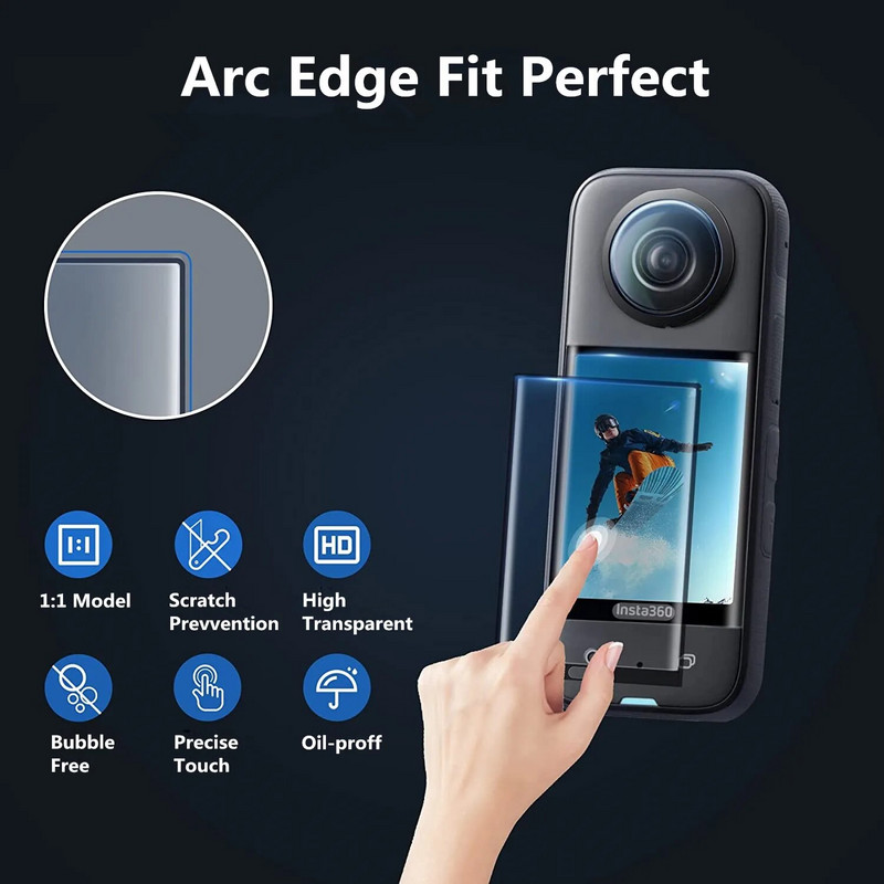 2 vnt., apsaugantis nuo įbrėžimų, skirtas Insta360 X3 lipnioms lęšių apsaugoms, dvigubam objektyvui 360 modifikacijai skirtas Insta 360 X3 apsauginis objektyvo dangtelis, fotoaparato priedai