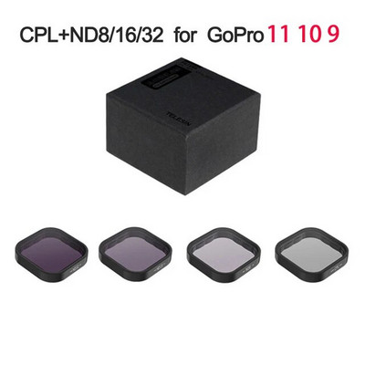 TELESIN GoPro ND8 ND16 ND32 CPL objektívszűrő készlet alumínium ötvözet váz GoPro Hero 9 10 11 akciókamera ND objektív tartozékhoz
