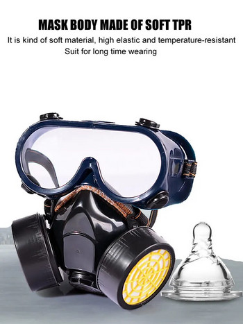 Διπλό φίλτρα Dust Gas Chemical Respirator Γυαλιά Εργασίας Προστατευτική Μάσκα για Βιομηχανικό Ψεκασμό Βαφή Οργανικός Ατμός