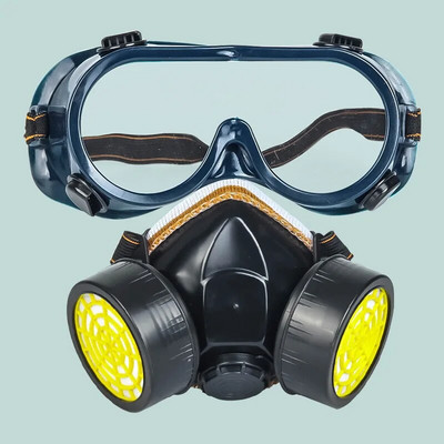Двойни филтри Прах Газ Химически Респиратор Работни предпазни очила Защитна маска За промишлено пръскане Боядисване Органични пари