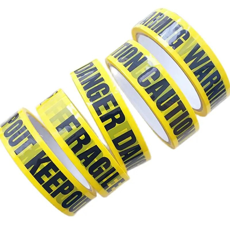 2,4 cm * 25 m įspėjamoji juosta su žymėmis Kūrybiška Priminti pavojų, Atsargiai, Trapi, Laikyti atokiau, Įspėjamosios saugos lipnios juostos dekoravimas