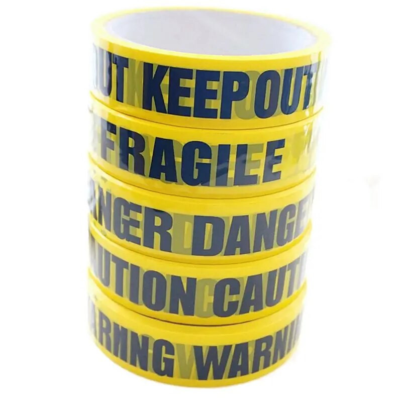 2,4 cm * 25 m įspėjamoji juosta su žymėmis Kūrybiška Priminti pavojų, Atsargiai, Trapi, Laikyti atokiau, Įspėjamosios saugos lipnios juostos dekoravimas