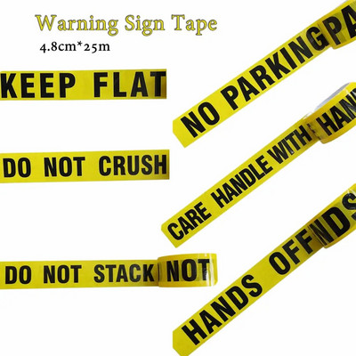 1/Roll 48mm*25m Warning Sign Tapes No Parking Hands Off Work Safety Adhesive Opp Tapes DIY Sticker For Warehouse Factory School