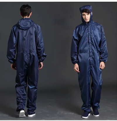 Vyras Moteris Atsparus dulkėms Antistatinis švarus drabužis su gobtuvu Unisex izoliacinis kombinezonas Drabužiai Vientisas kombinezonas Švarus darbas Drabužiai