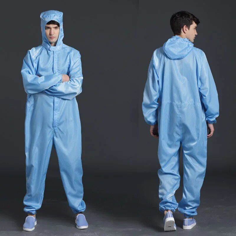 Vyras Moteris Atsparus dulkėms Antistatinis švarus drabužis su gobtuvu Unisex izoliacinis kombinezonas Drabužiai Vientisas kombinezonas Švarus darbas Drabužiai