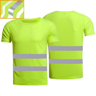 Sporturi în aer liber Cămașă de lucru fluorescentă de înaltă vizibilitate pentru siguranță Tricou de lucru respirabil de vară Vestă reflectorizante Tricou cu uscare rapidă