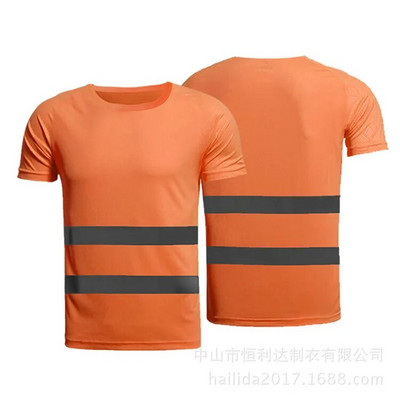 Lauko sporto fluorescenciniai, didelio matomumo saugos darbo marškinėliai Vasariniai kvėpuojantys darbo marškinėliai, šviesą atspindintys marškinėliai greitai džiūstantys