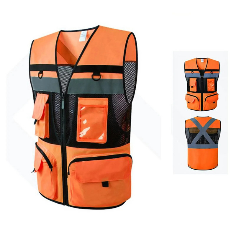 Gerai matomi šviesą atspindintys apsauginiai šviesą atspindintys liemenės, individualizuoti, pritaikyti naktiniai darbo drabužiai važinėti dviračiu statybininkams