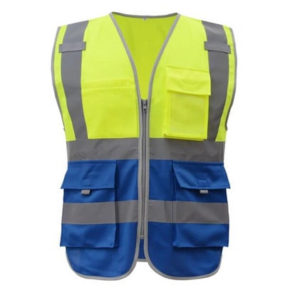 SFvest Safety Ανακλαστικό γιλέκο ανδρική ενδυμασία εργασίας εργασιακή ασφάλεια γιλέκο εργασίας τσέπες εργαλείου κίτρινο μπλε γιλέκο δωρεάν αποστολή