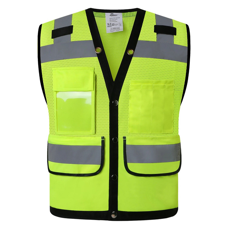„Hi Vis“ tinklelio saugos liemenė, šviesą atspindinti, apsauginė liemenė, atšvaitas, gerai matoma darbo apranga vyrams, moterims