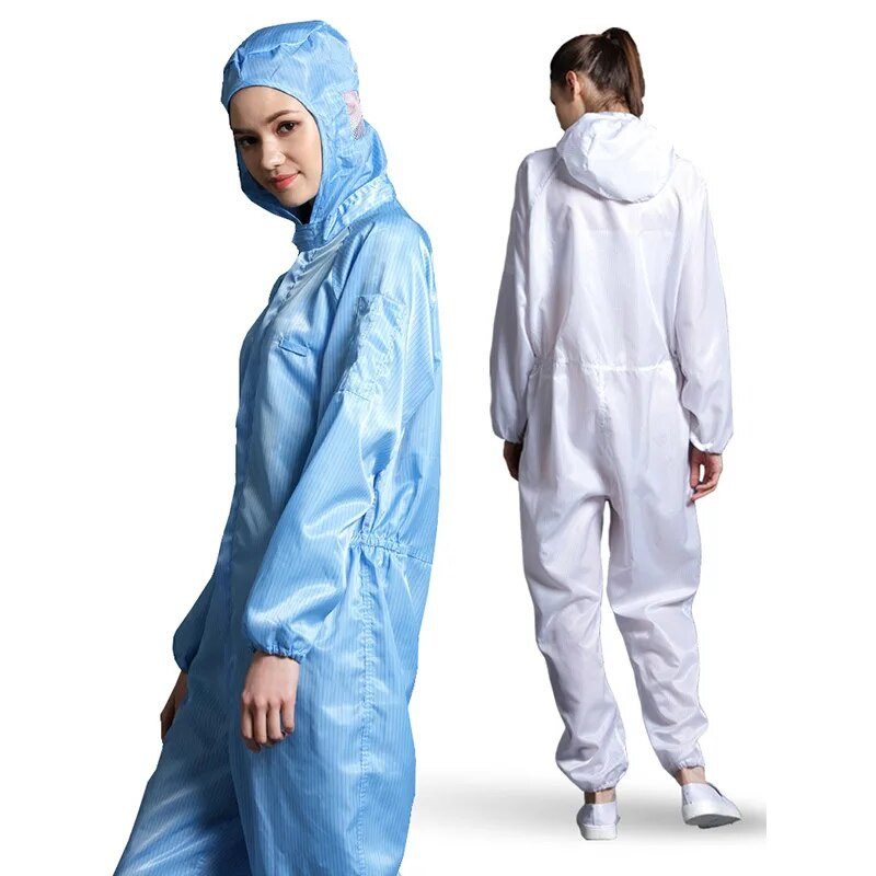 Combinație de protecție sanitară unisex Combinație cu fermoar Hazmat Îmbrăcăminte pentru cameră curată Îmbrăcăminte rezistentă la praf Îmbrăcăminte statică Protecție la locul de muncă