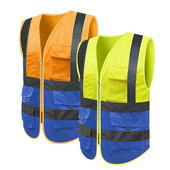 Jól látható kék biztonsági mellény zsebek Hálós fényvisszaverő mellények fényvisszaverő csíkokkal Ingyenes szállítás